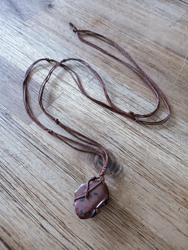 Sautoir Obsidienne acajou