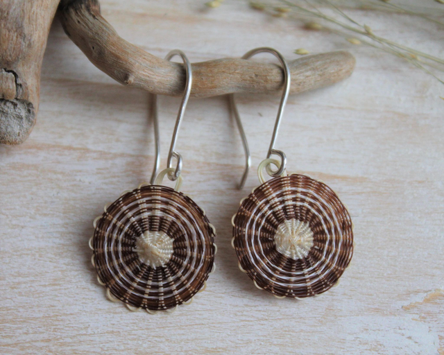 Boucles d'oreilles tissées en crin de cheval