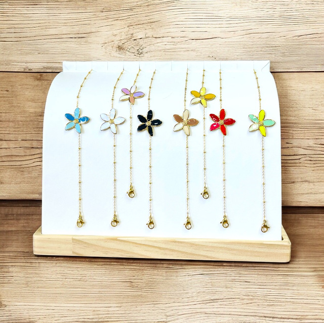 Bracelet fleur émaillée