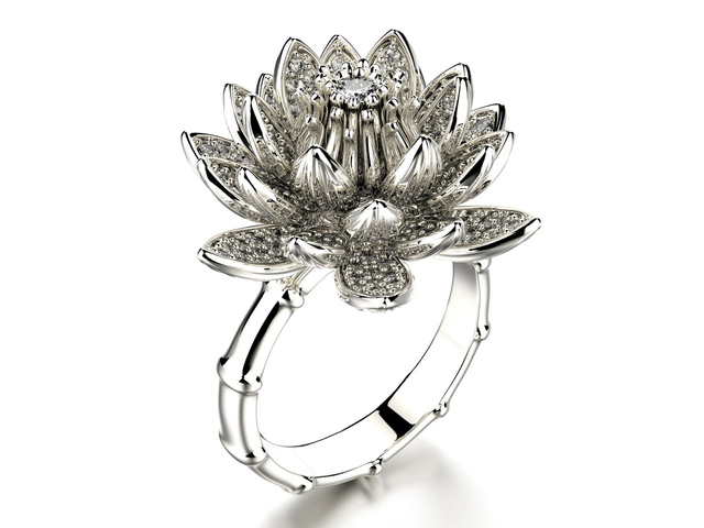 Gold ring with diamond &quot;Lotus&quot;