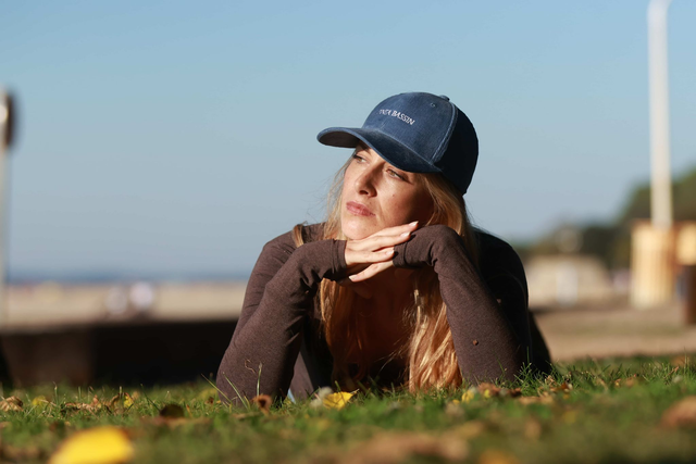 CASQUETTE EN VELOURS - BLEU ARDOISE
