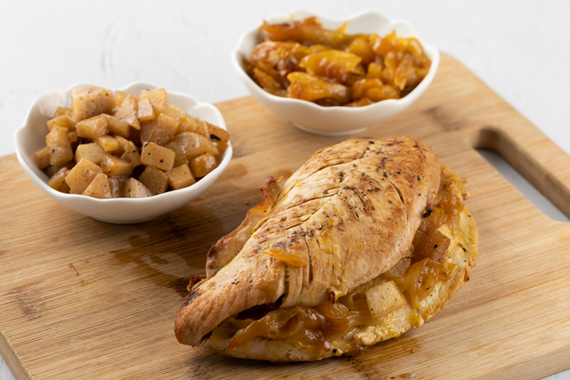 Solomillo Pavo con Pera Y Cebollas