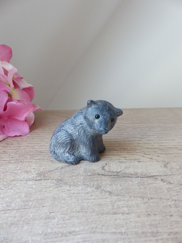 Wolf Original Canada Esquimau Art Sculpture Bébé Ours Ourson en pierre de savon