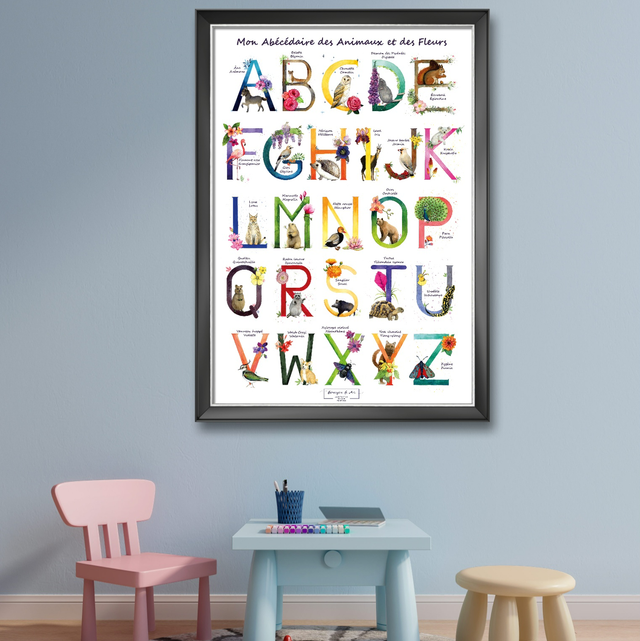 Affiche Mon Abécédaire des Animaux et des Fleurs 