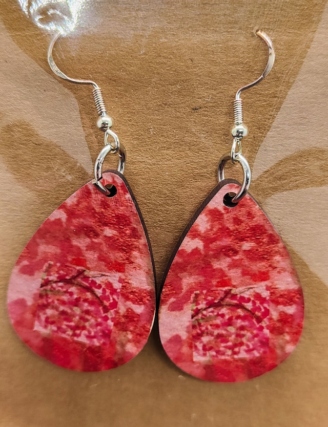 Boucle d&#039;oreille goutte rouge et noir - PrintByHenry