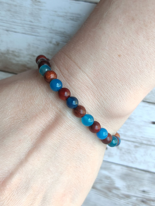 Bracelet lithothérapie &quot;Agate bleue&quot;