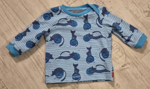 BIO Baby-Langarm Shirt Katzen blau, # 68