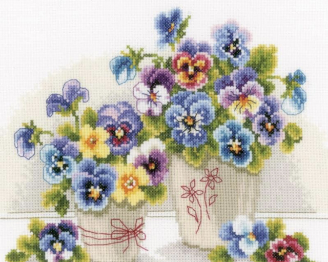 Counted Cross Stitch Kit: Pretty Pansies by Vervaco
