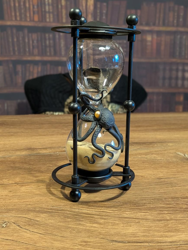 Sablier noir sable jaune 15 min 19.5 x 9.3 cm