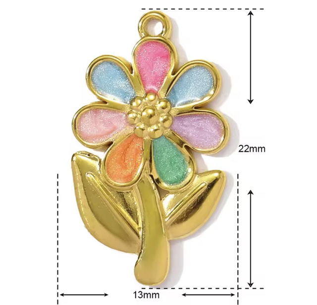 Charm fiore petali multicolor 