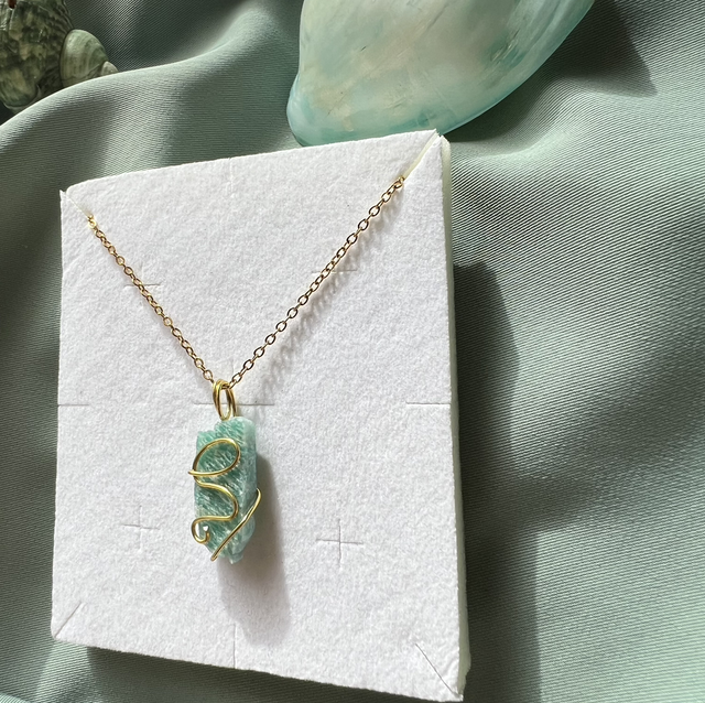 Collana in amazzonite grezza , prov : Russia 🇷🇺, acciaio inox 