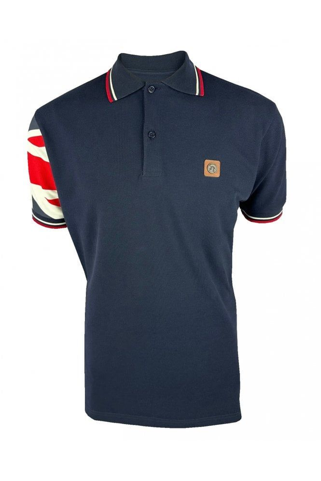 Trojan TR9022 Flag Sleeve Pique Polo - Navy