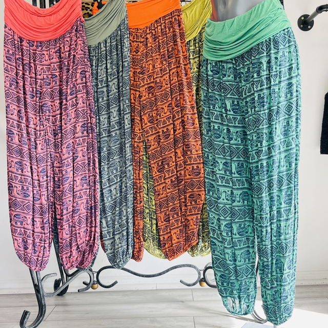 Elephant Print Boho Harem Trousers