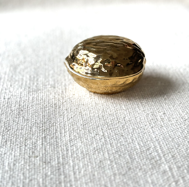 Wallnuss Deckeldose 22Karat Vergoldung Handarbeit 