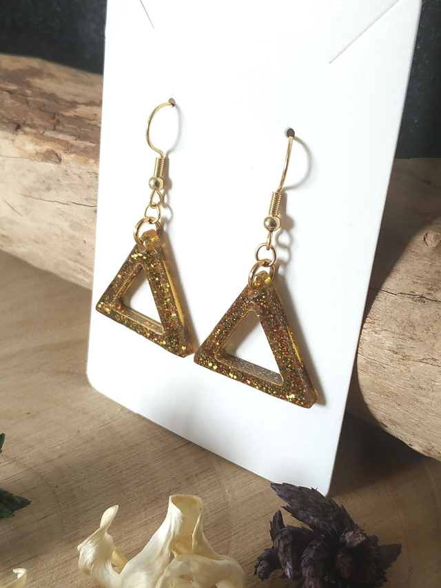 Boucles d'oreilles delta or pailleté