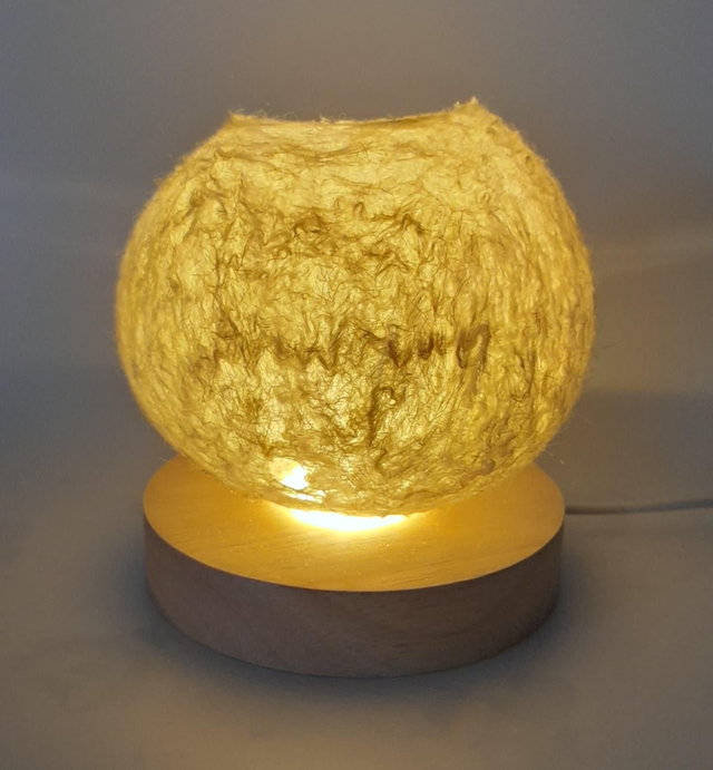 Deluxe Felt ball lamp and led wooden base set