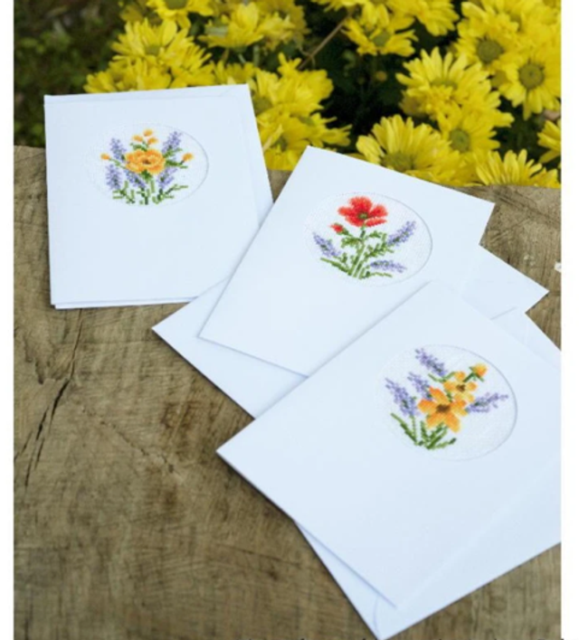 Grußkarte Blumen und Lavendel