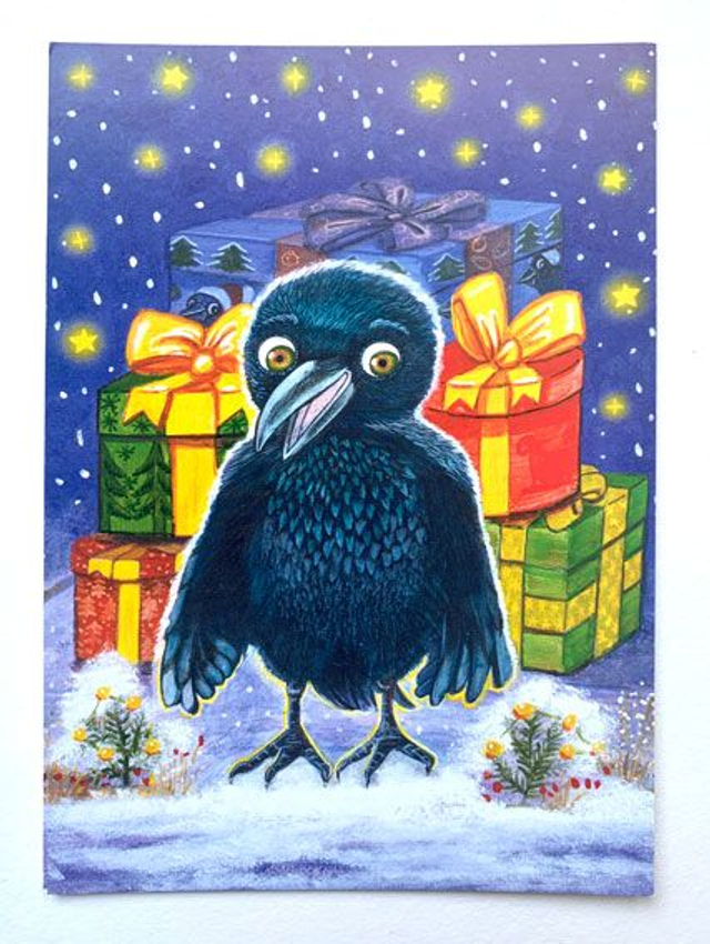 Postkarte "Rabenweihnacht" / Postcard "Raven Christmas"