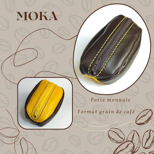 MOKA porte monnaie Grain de café - Chocolat / Jaune