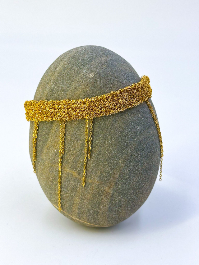 Bracelet tissé chaîne dorée 5 rangs