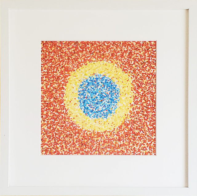 Peinture "Petites lueurs ardentes no. 1" - 20 x 20 cm