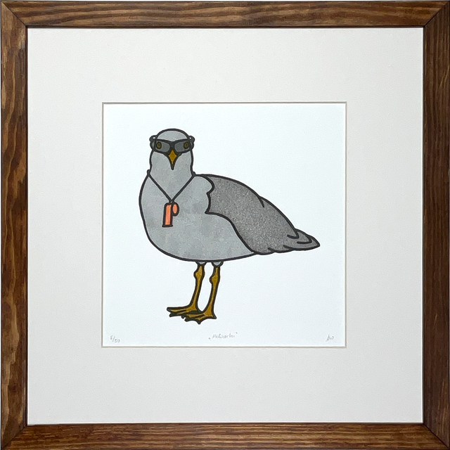 Linoldruck "Melicertes" Möwe 30x30cm