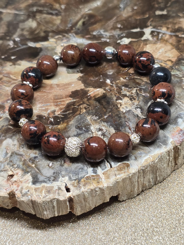 Bracelet Obsidienne acajou en 1 cm 