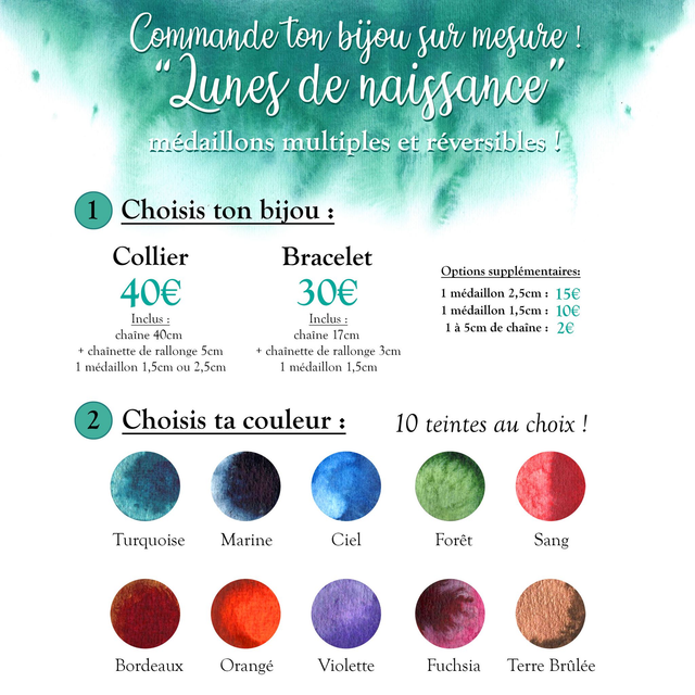 Bijou personnalisé "Lunes de Naissance" - médaillons multiples et réversibles