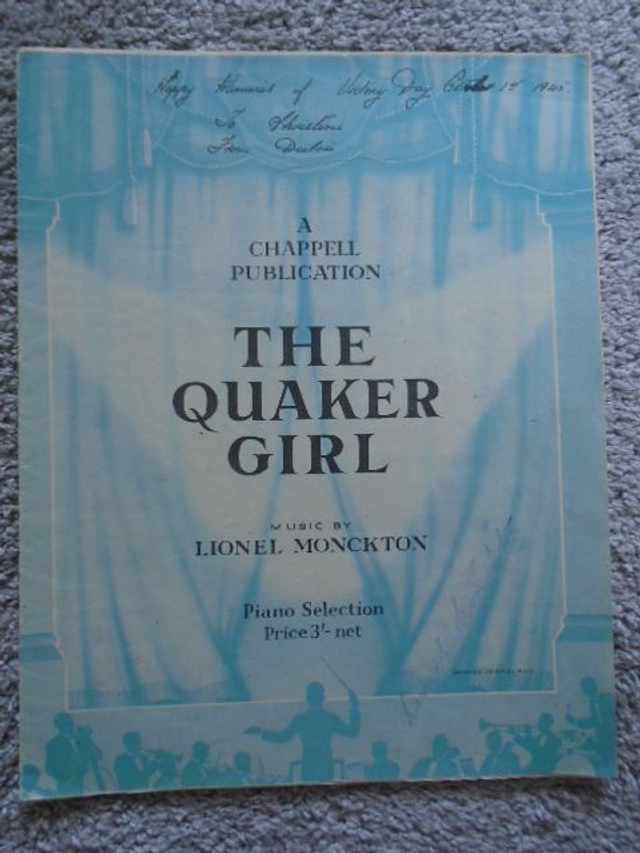 The Quaker Girl vintage Sheet Music Piano Selection
