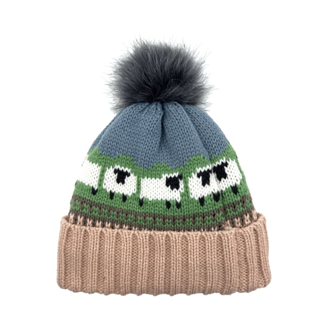 Sheep knit Bobble Hat - Blush Pink