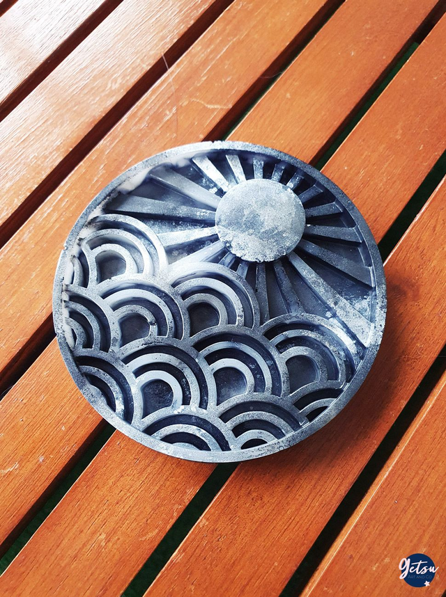  Sous-verre soleil levant et vagues noir et blanc