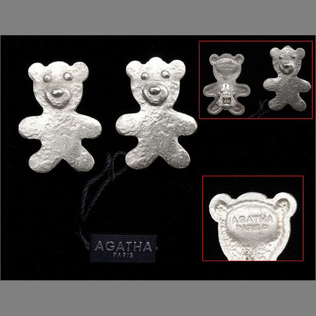 Paire de boucles d'oreilles Oursons argent Agatha  (collector)