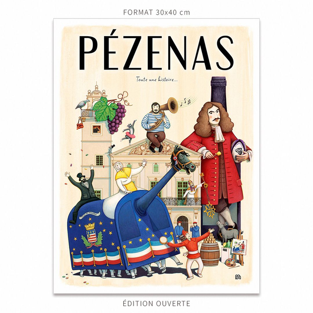 PÉZENAS, Toute une histoire : 30x40 cm