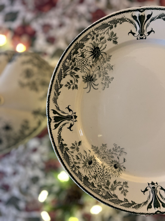 MOLIERE - Plat piédouche (ou présentoir) signé Sarreguemines - Terre de Fer