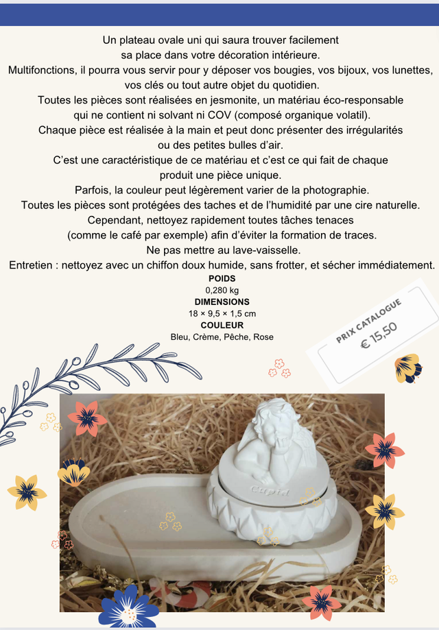 Plateau ovale uni (bientot disponible  )