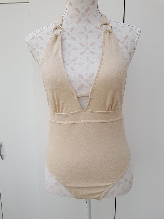 Maillot De Bain Paillettes Brillant Sexy Nude Taille M (38)