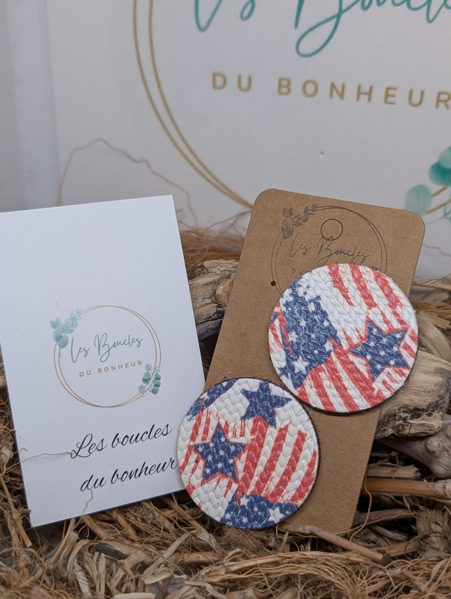 Boucles d&#039;oreilles Moon drapeau américain ag169