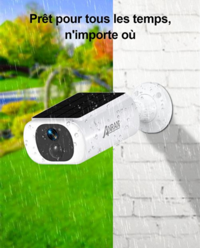 Caméra WiFi 2K avec Panneau Solaire + Audio Bidirectionnel + Détection Humaine + Sirène d’Alarme