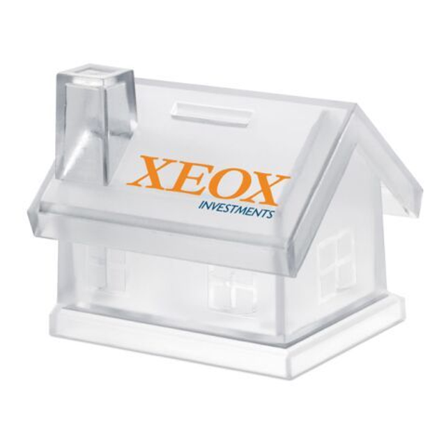 Plastic house coin bank