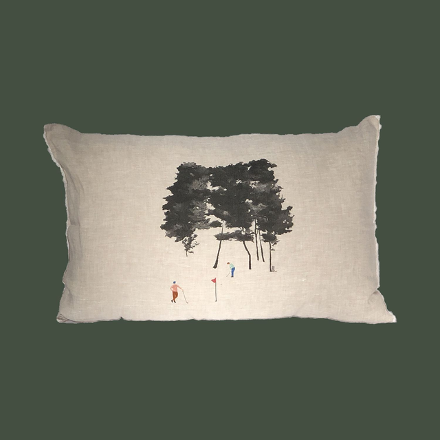 Housse de coussin GOLF 23 naturel rectangle brodé main