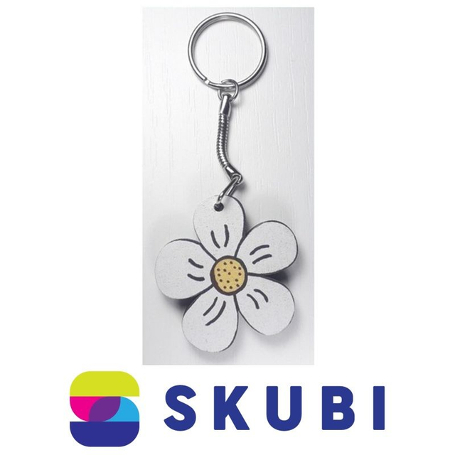 Přívěsek dřevěný - na klíče - květina