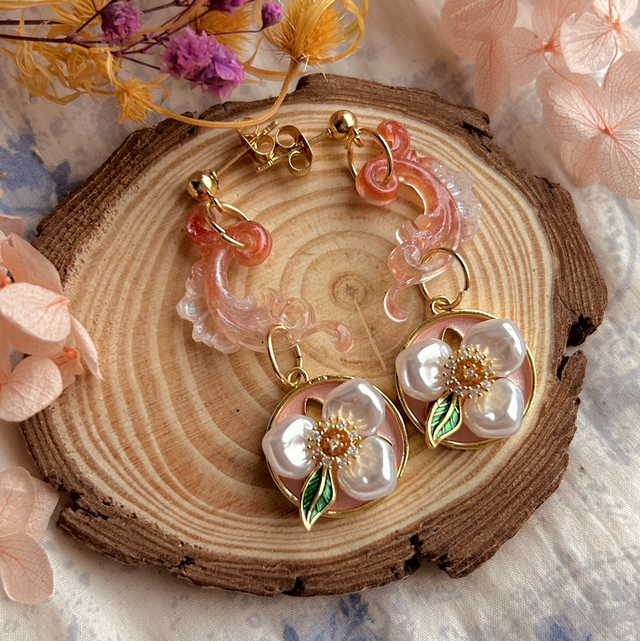 Ornate Floral Earrings - Pink - Valentine’s Day Collection