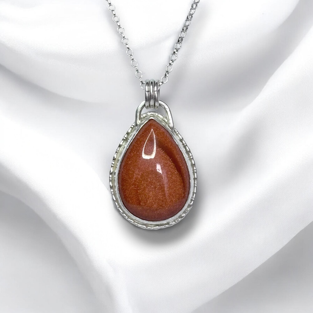 Silver and Gold Sandstone Teardrop Pendant