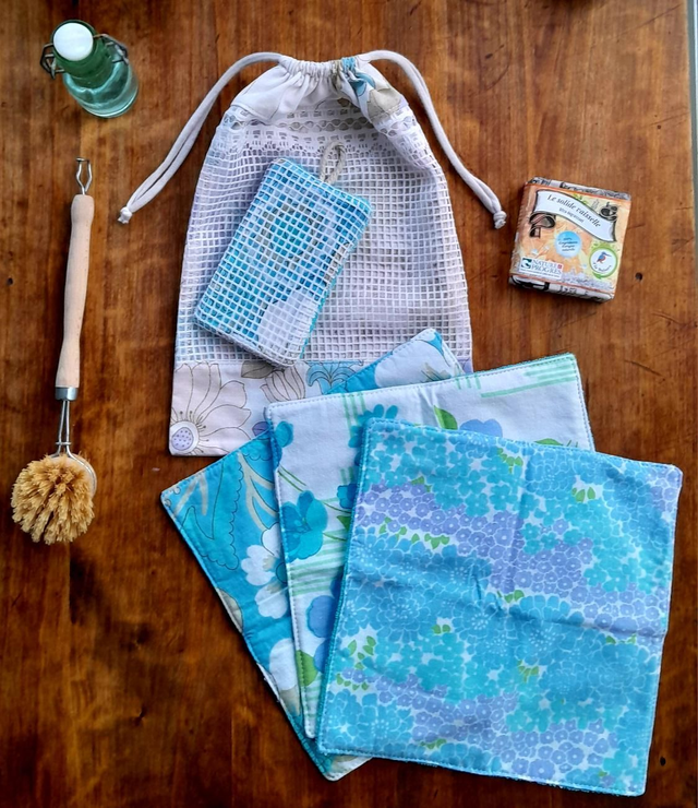 Kit zéro déchet cuisine bleu/vert