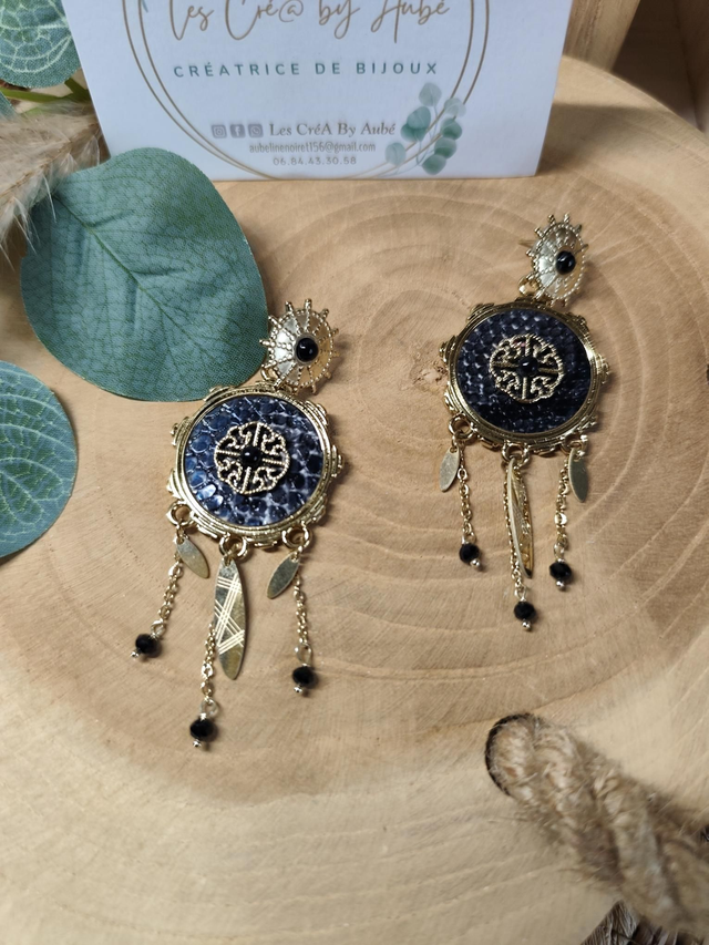 BO CHIC "ESMERALDA" NOIR/ACIER INOXY GOLD 0000711