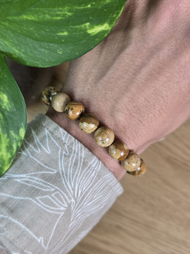 Jaspe Paysage - Bracelet avec perles de 10 mm