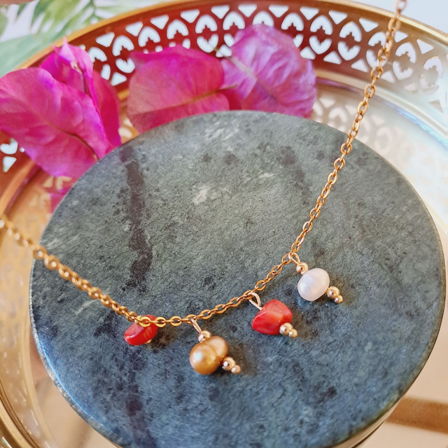 Collier MAGDA - Acier inoxydable &amp; détails précieux