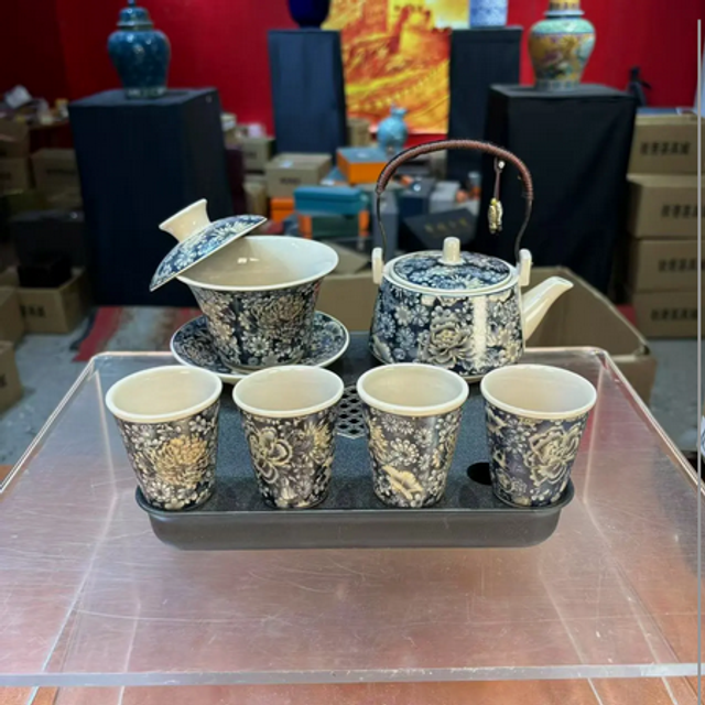 Peony Tea Set (One Teapot and Four Cups)【牡丹一壶四杯套装】