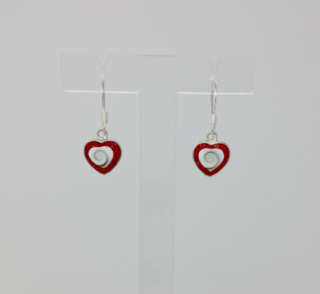 BOUCLES D&#039;OREILLES COEUR OEIL DE STE LUCIE ET CORAIL OSLBO15678C 