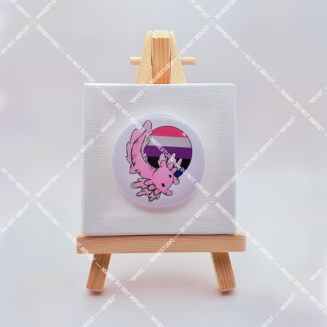 Axolotl Genderfluid Button Pins